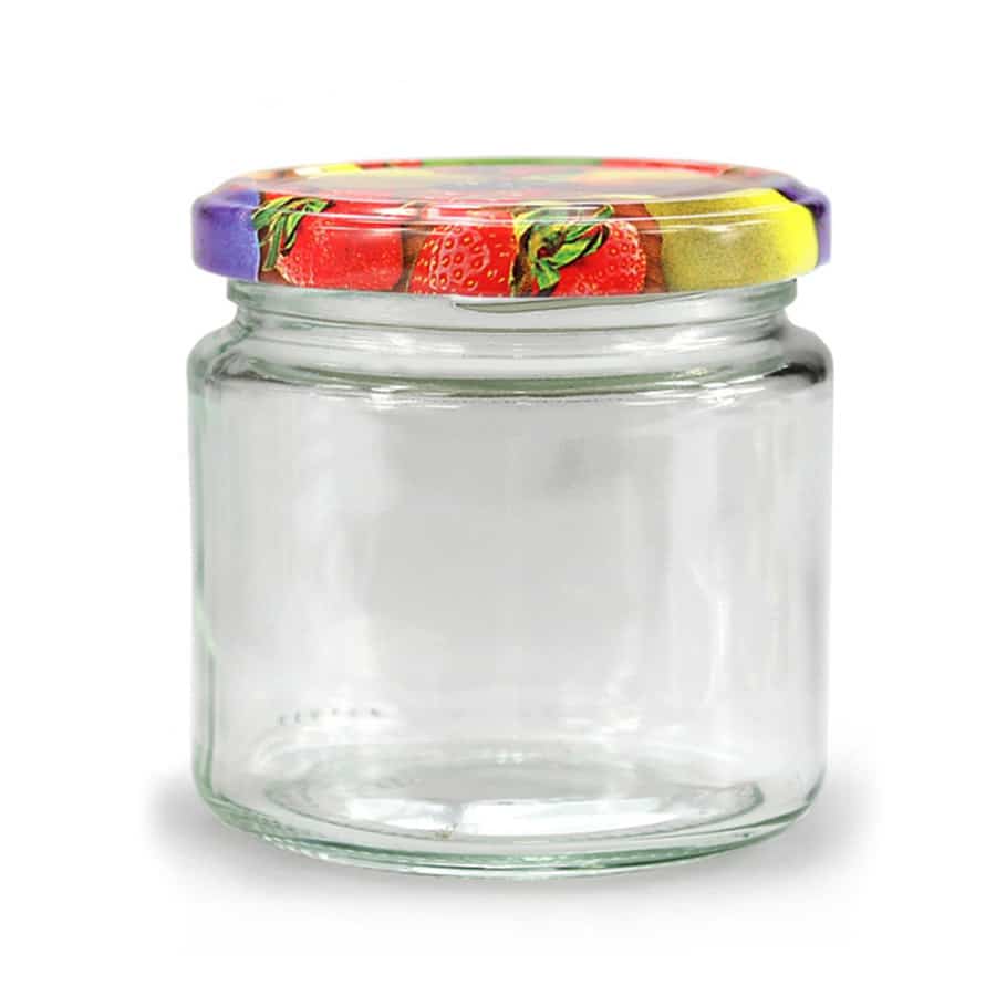 Glazen pot rond 385ml tray van 6 Lekkerhoning.nl