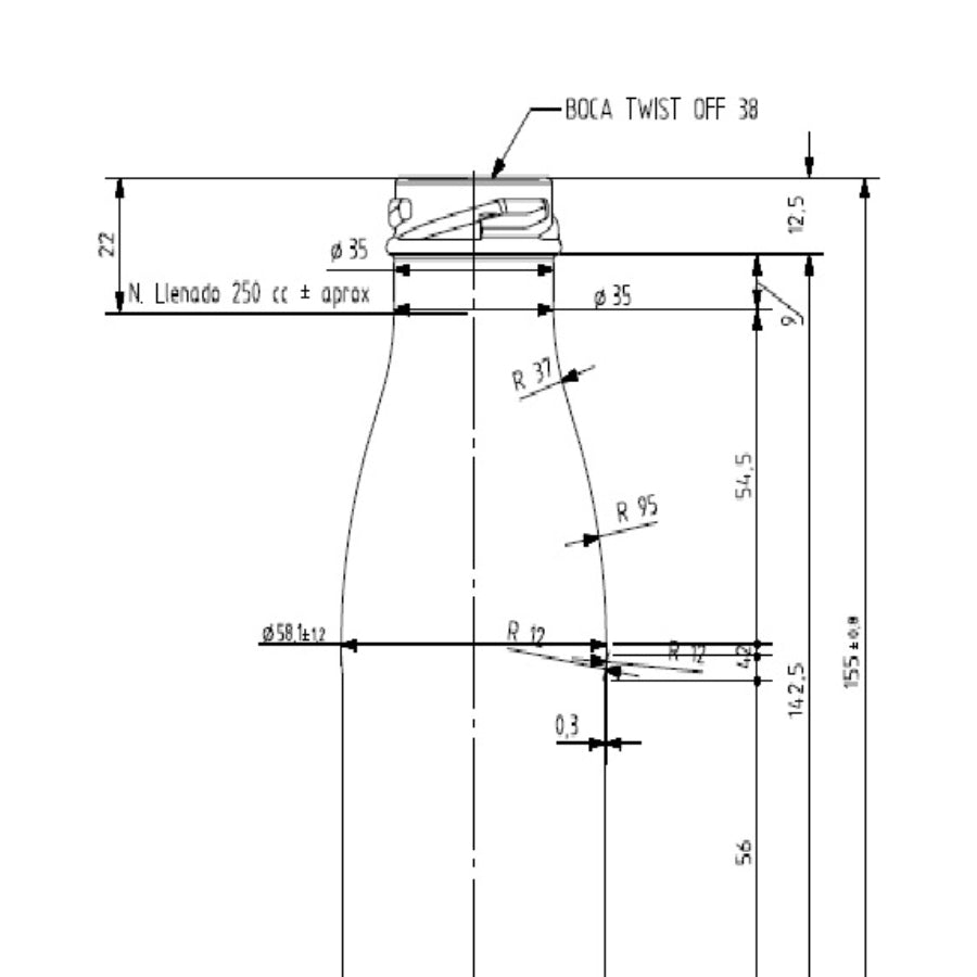 Glasflasche für Soße 250 ml – pro Tablett mit 30 Stück