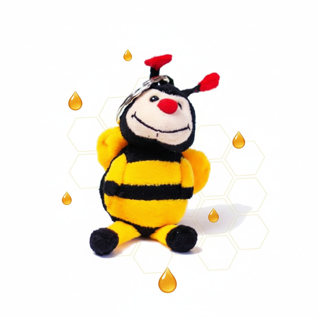 Sleutelhanger met pluche Bij- Lekkerhoning.nl