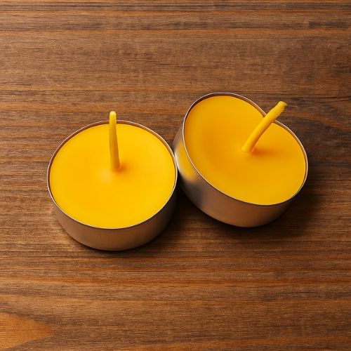 Waxinelichtjes van bijenwas in aluminium cups 7 stuks- Lekkerhoning.nl