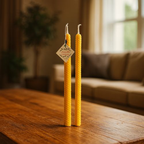 Diner kaarsen gerold van prachtige 100% natuurzuivere bijenwas - heerlijk honingachtig geur - www.lekkerhoning.nl