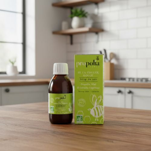 Propolis avond siroop kopen? Glazen flacon van 145 ml - Lekkerhoning.nl