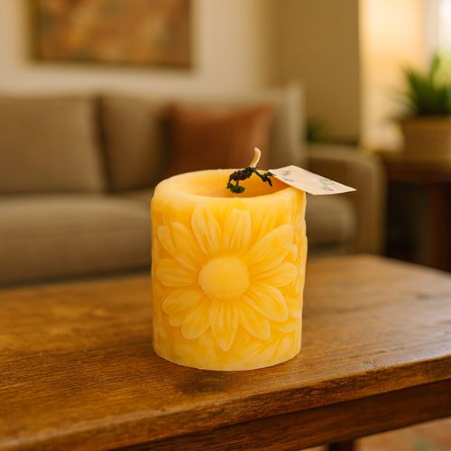 Zonnebloem kaars van prachtige natuurzuivere bijenwas kopen?