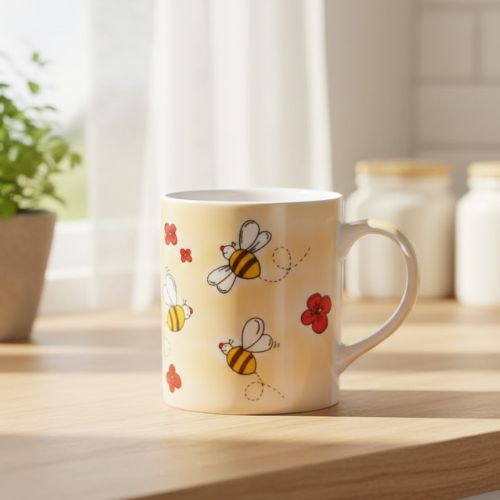 Bijen mok met fleurig bijenmotief
