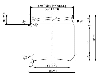 Rundglasgefäß 385 ml - 6 Stück mit Deckel
