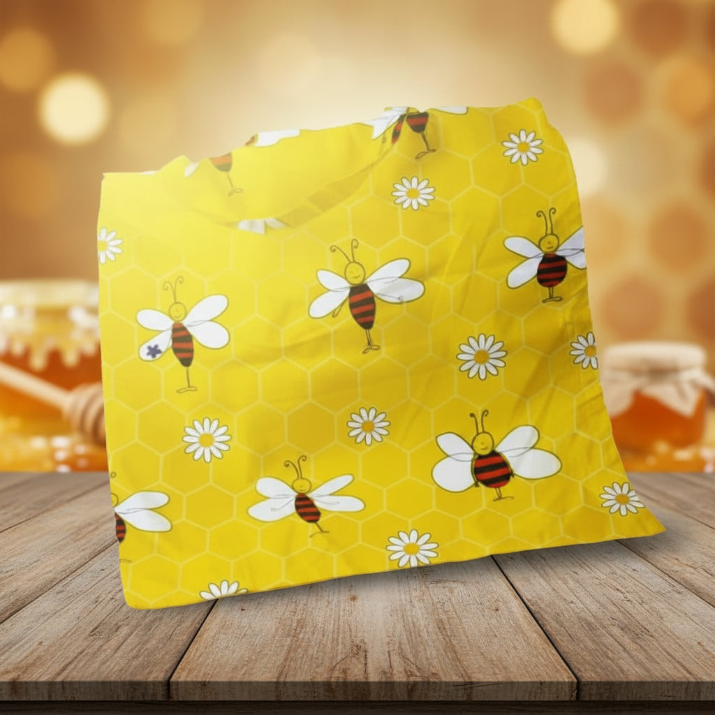 Linnen draagtas met bijen - Lekkerhoning.nl